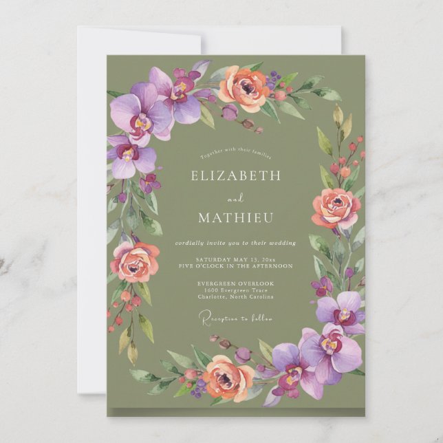 Invitation Mariage de printemps vert sauge vibrant (Devant)