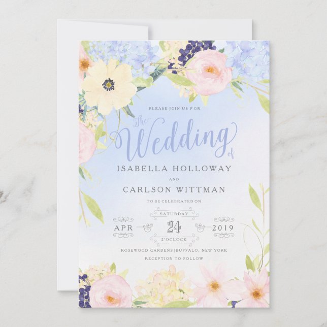 Invitation Mariage de printemps Vintage floral (Devant)