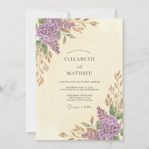 Invitation Mariage de printemps vintage lilas