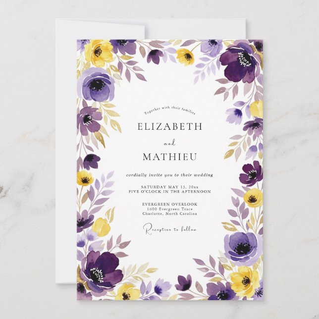 Invitation Mariage de printemps violet exubérant (Devant)