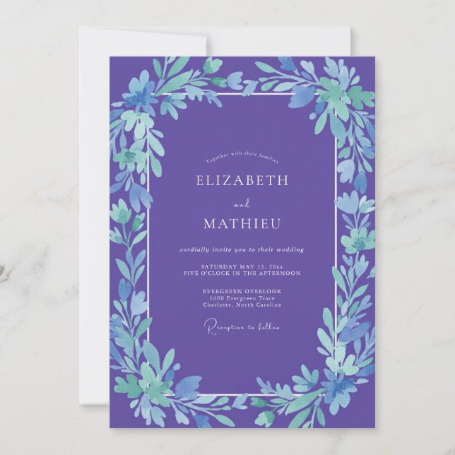 Invitation Mariage de printemps violet serein (Devant)