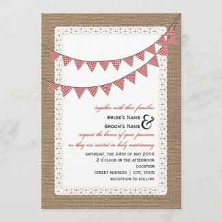 Invitation Mariage de ralliement de En vichy rouge inspiré pa