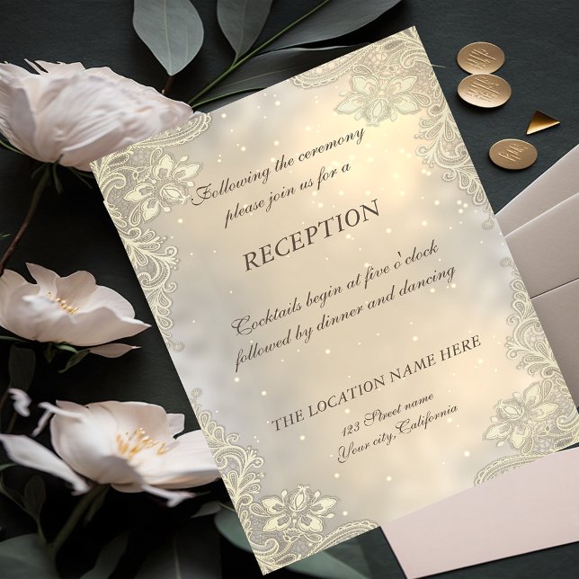 Invitation Mariage de réception de dentelle de coeurs d'or él (Créateur téléchargé)