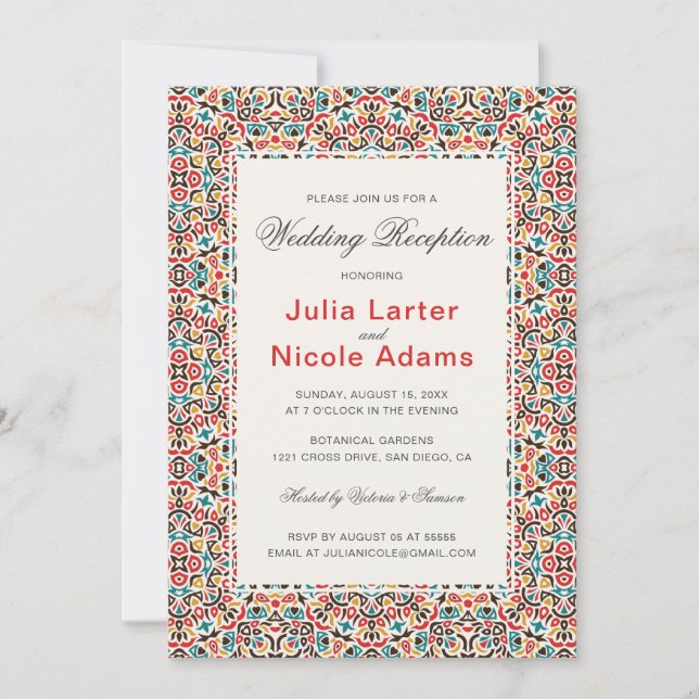 Invitation Mariage de réception de mandala géométrique en tre (Devant)