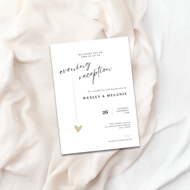 Invitation Mariage de Réception de Soirée Élégant en Or (Elegant The Wedding Invitation - Evening Reception)