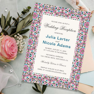 Invitation Mariage de réception mandala géométrique en treill