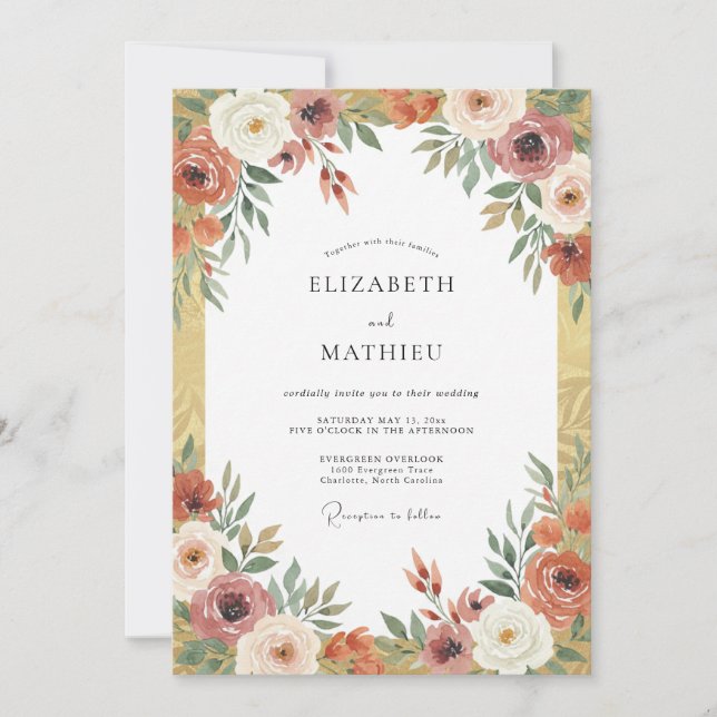 Invitation Mariage de récolte riche ambre (Devant)