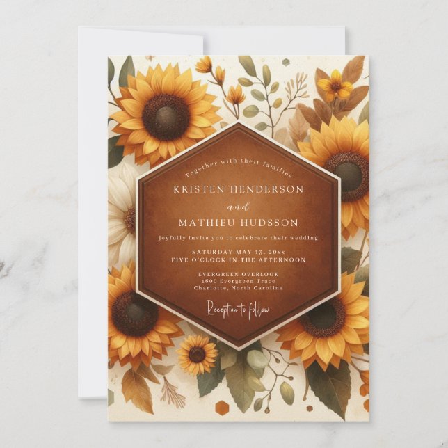 Invitation Mariage de récolte rustique Solidago (Devant)