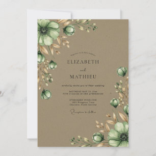 Invitation Mariage de récolte serein vert sauge