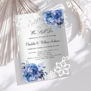 Invitation Mariage de renouvellement de voeux bleu argenté
