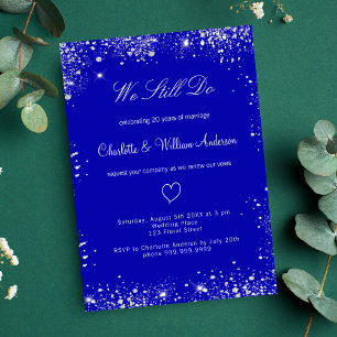 Invitation Mariage de renouvellement de voeux Royal bleu arge