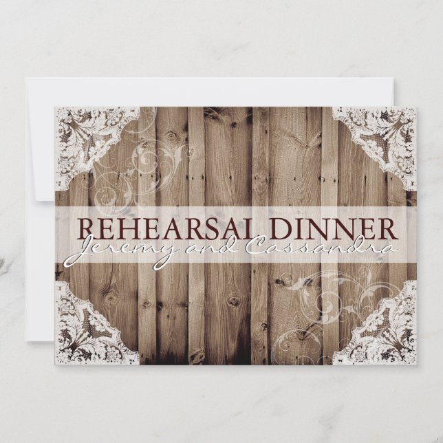 Invitation Mariage de répétition en dentelle blanche antique (Devant)