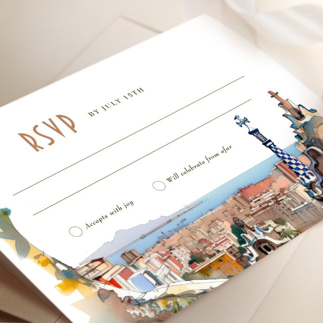 Invitation Mariage de réponse RSVP de Barcelone Insérer une d (Créateur téléchargé)