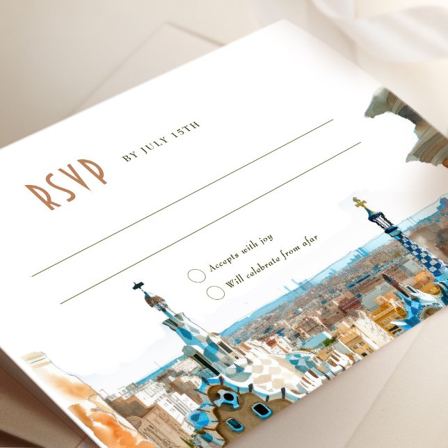 Invitation Mariage de réponse RSVP de Barcelone Insérer une d (Créateur téléchargé)