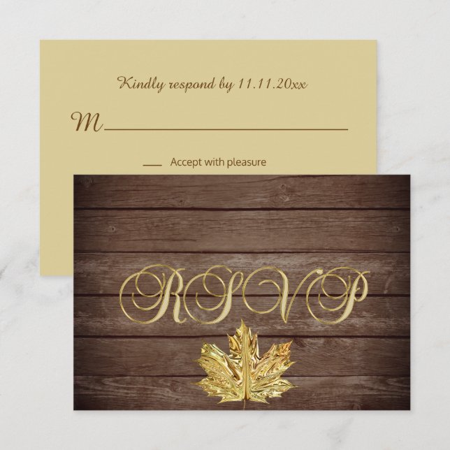 Invitation Mariage de réponse RSVP de mariage automnal rustiq (Devant / Derrière)