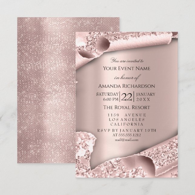 Invitation Mariage de rêve 16 ans Paillettes Effet 3D (Devant / Derrière)