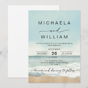 Invitation Mariage de Rêve à la Plage dans le Style Aquarelle