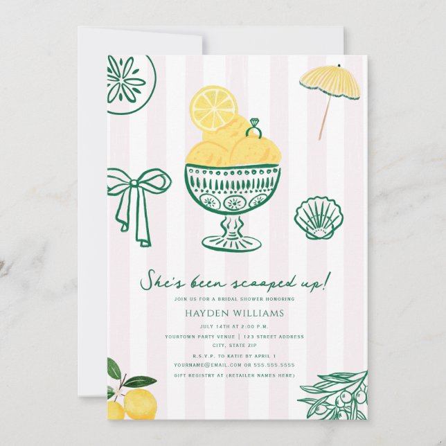 Invitation Mariage de Rêve avec Glace au Citron  (Devant)