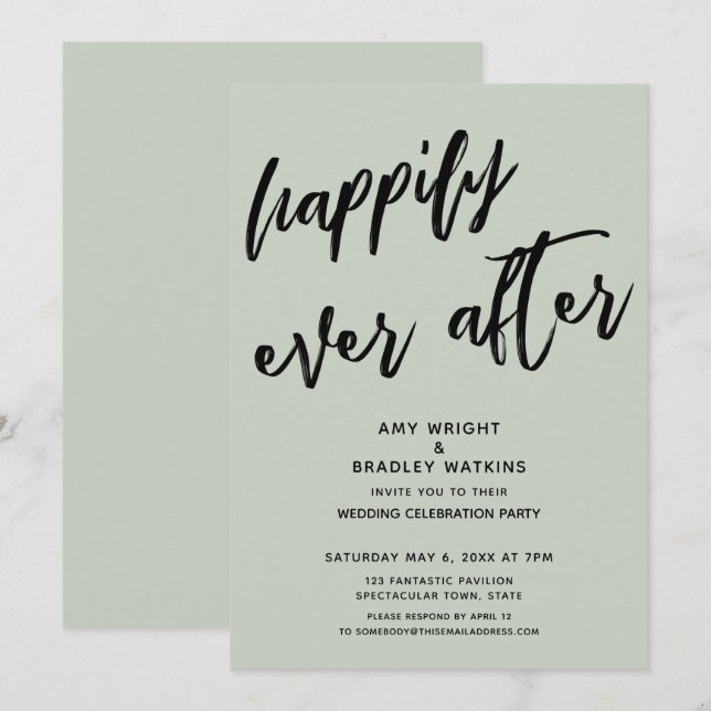 Invitation Mariage de rêve de la Sage Réception (Devant / Derrière)