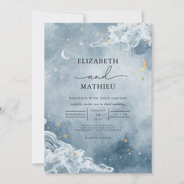 Invitation Mariage de rêve de nuages célestes (Devant)