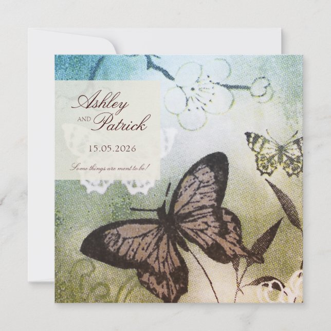 Invitation Mariage de rêve papillon (Devant)