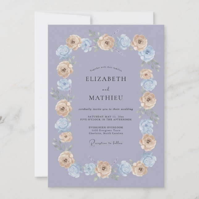 Invitation Mariage de rêve printanier au bleu pervenche (Devant)