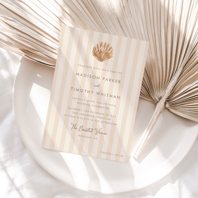 Invitation Mariage de Rêve sur le Thème des Coquillages Monog (Créateur téléchargé)