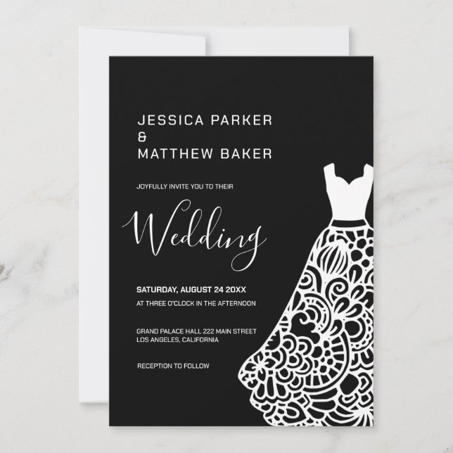 Invitation Mariage de robe Mariage de dentelle blanche (Devant)