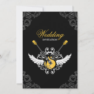 Invitation Mariage de roche et de rouleaux Jaune Black invita