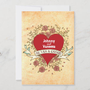 Invitation Mariage de roche n rouleau (Rose) ESPAGNOL