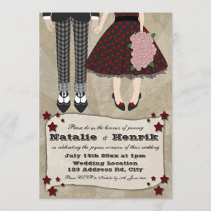 Invitation Mariage de rockabilly, mariage 5x7 *