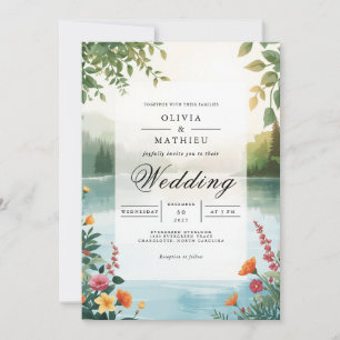 Invitation Mariage de romance verdoyant Lakeside