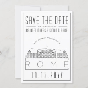 Invitation Mariage de Rome   Skyline stylisée Enregistrer la 