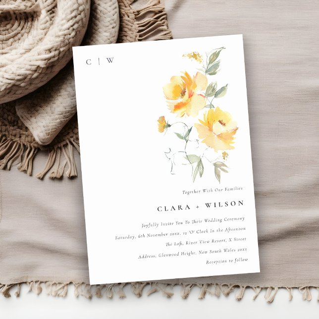 Invitation Mariage   de Rose à aquarelle jaune vert (Créateur téléchargé)