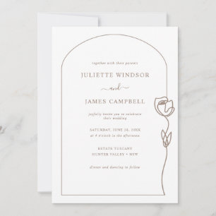 Invitation Mariage de Rose de dessin de ligne