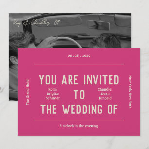 Invitation Mariage de rose et de crème rétro