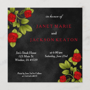 Invitation Mariage de rose noir et rouge