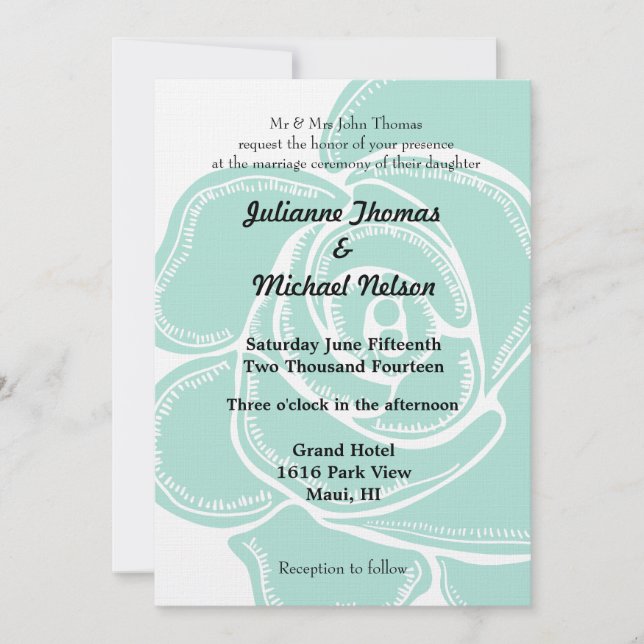 Invitation Mariage de Rose romantique chic (Devant)