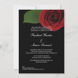 Invitation Mariage de Rose rouge classique - Noir