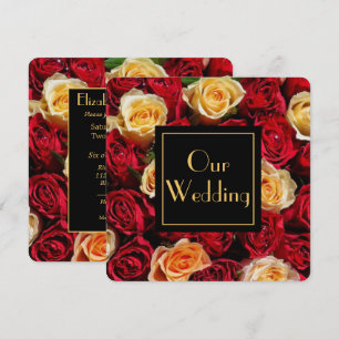 Invitation Mariage de Rose rouge et jaune