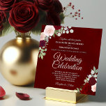 Invitation Mariage de Roses Roses Roses Roses Roses Roses Ros<br><div class="desc">Cette belle faire-part de mariage présente un design charmant avec des roses d'aquarelle peints à la main dans les tons rouge et rose vif sur un arrière - plan de couleur rouge bordeaux marbré profond. Le design est simple mais élégant, avec un style bohème chic. Parfait pour une cérémonie d'automne...</div>