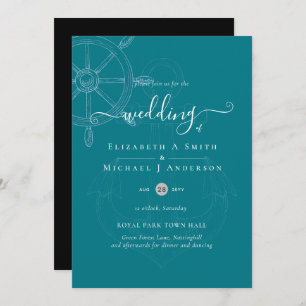 Invitation Mariage de roue des navires nautiques