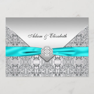 Invitation Mariage de ruban en dentelle bleue turquoise 5x7