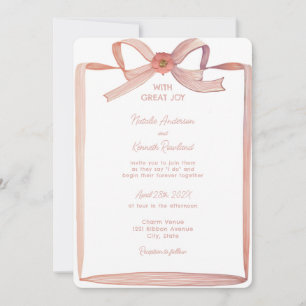 Invitation Mariage de ruban papier rose Coquette