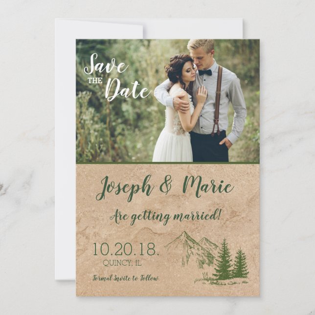 Invitation Mariage de Rustic Mountain Enregistrer la date Inv (Devant)