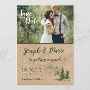 Invitation Mariage de Rustic Mountain Enregistrer la date Inv