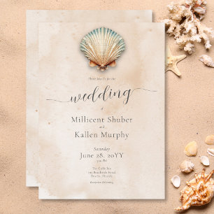 Invitation Mariage de sable de coquillage moderne