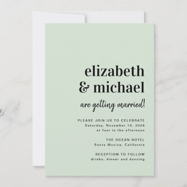 Invitation Mariage de sage de code QR de la photo moderne min (Devant)