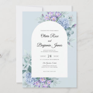 Invitation Mariage de sauge d'hortensia violet de pervenche