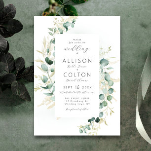 Invitation Mariage de sauge vert d'eucalyptus rustique